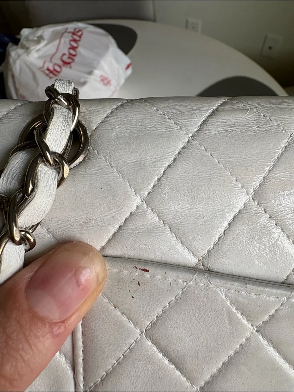 CHANEL White Quilted Lambskin Classic Flap Medium